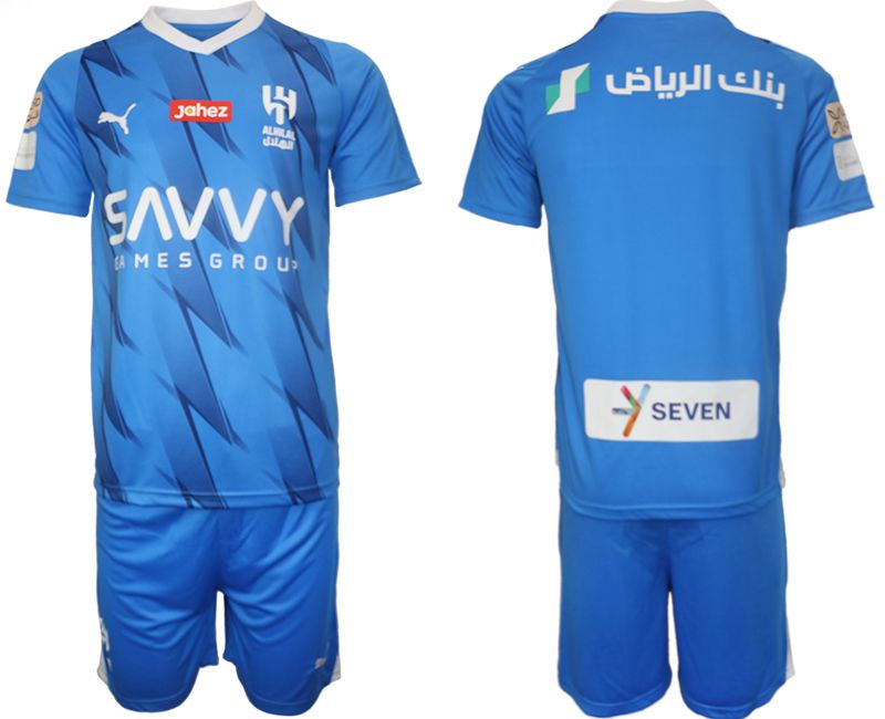 Men 2023-2024 Club Al Hilal Saudi home blank blue Soccer Jersey
